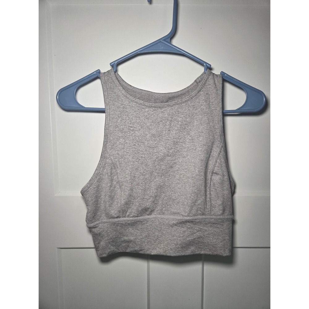 JoyLab Womens High Neck Cross Back Longline Sports Bra Heather Gray Small